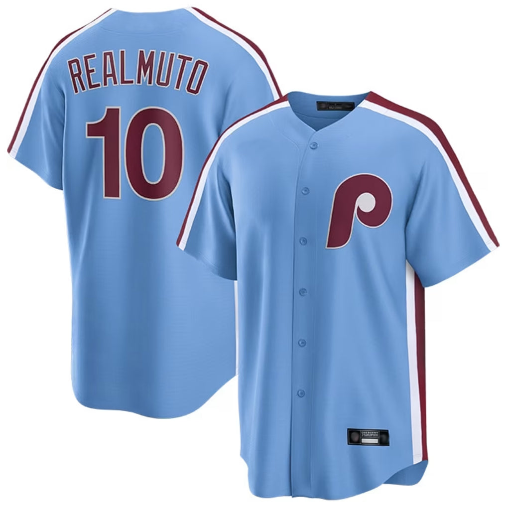 BIPIHUC P.Phillies #10 J.T. Realmuto Player Light Blue Home Game Stitched Jerseys