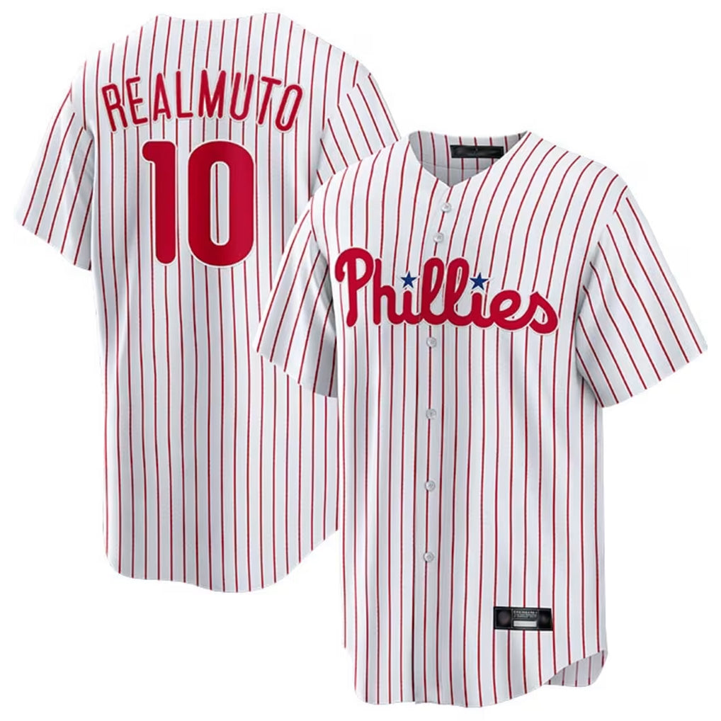 BIPIHUC P.Phillies #10 J.T. Realmuto Player White Home Game Stitched Jerseys