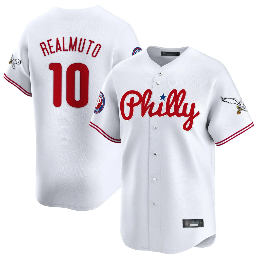 BIPIHUC P.Phillies #10 J.T. Realmuto Player White Phillies & Eagles Vapor Premier Limited Stitched Jerseys