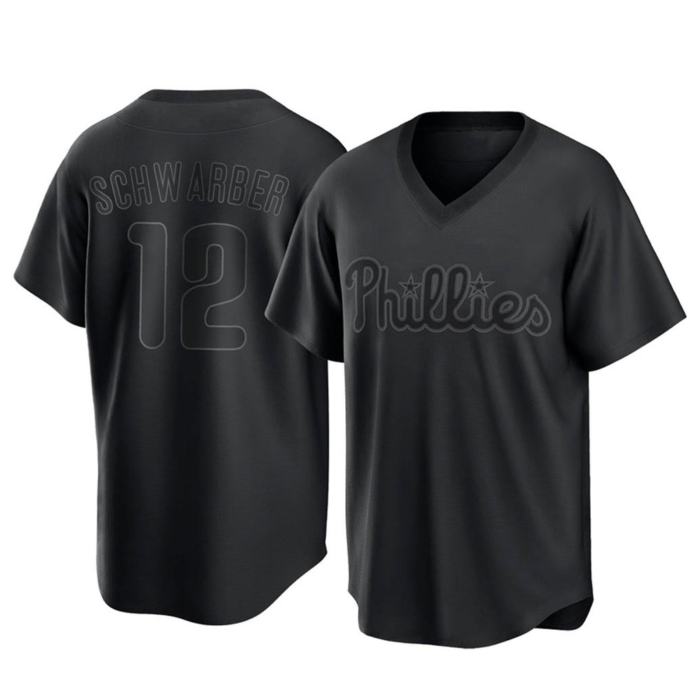 BIPIHUC P.Phillies #12 Kyle Schwarber Player Black Pitch Fashion Limited T-shirt Stitched Jerseys