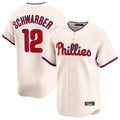 BIPIHUC P.Phillies #12 Kyle Schwarber Player Cream Home Limited Stitched Jerseys