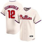 BIPIHUC P.Phillies #12 Kyle Schwarber Player Cream Home Limited Stitched Jerseys