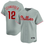 BIPIHUC P.Phillies #12 Kyle Schwarber Player Gray Home Limited Stitched Jerseys