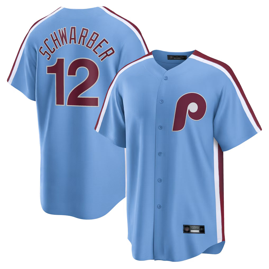 BIPIHUC P.Phillies #12 Kyle Schwarber Player Light Blue Home Game Stitched Jerseys