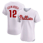 BIPIHUC P.Phillies #12 Kyle Schwarber Player White Home Limited Elite Stitched Jerseys