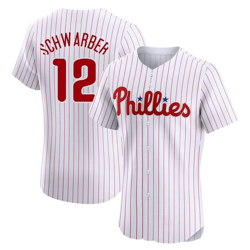 BIPIHUC P.Phillies #12 Kyle Schwarber Player White Home Limited Elite Stitched Jerseys