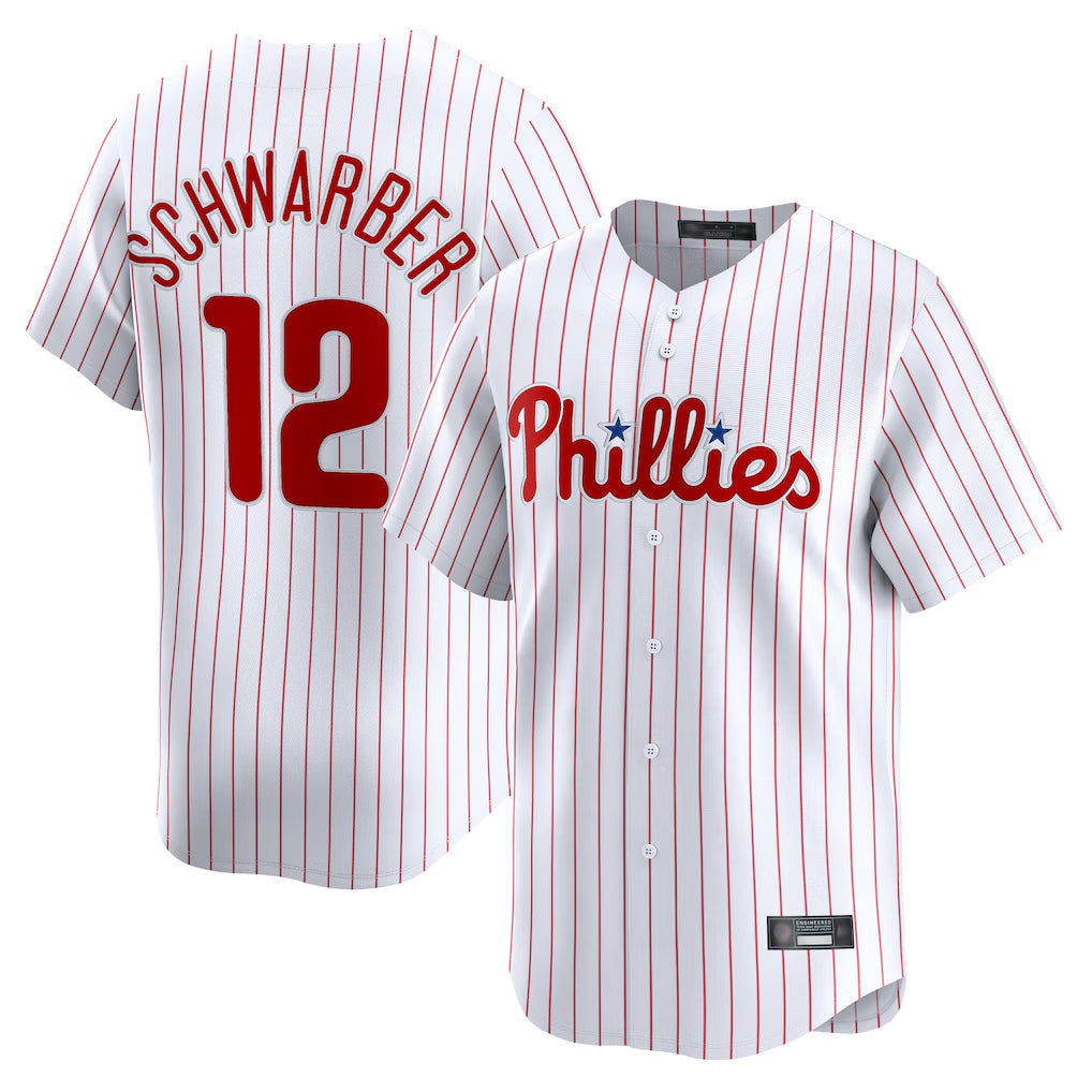 BIPIHUC P.Phillies #12 Kyle Schwarber Player White Home Limited Stitched Jerseys
