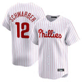 BIPIHUC P.Phillies #12 Kyle Schwarber Player White Home Limited Stitched Jerseys
