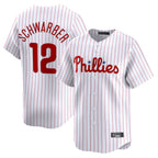 BIPIHUC P.Phillies #12 Kyle Schwarber Player White Home Limited Stitched Jerseys