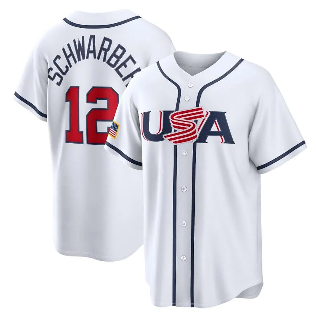 BIPIHUC P.Phillies #12 Kyle Schwarber Player White USA World Classic Game Limited Stitched Jerseys