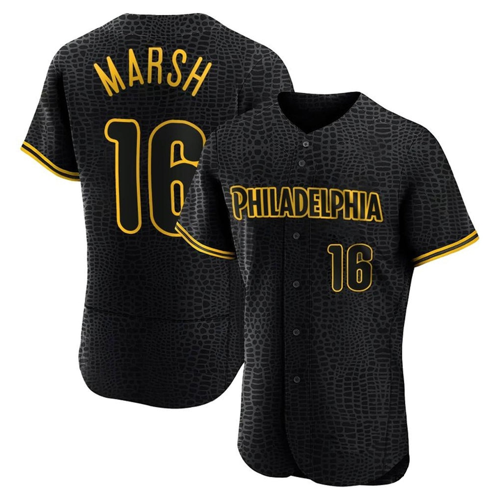 BIPIHUC P.Phillies #16 Brandon Marsh Player Black Snake Skin City Home Limited Elite Stitched Jerseys