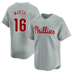 BIPIHUC P.Phillies #16 Brandon Marsh Player Gray Home Limited Stitched Jerseys