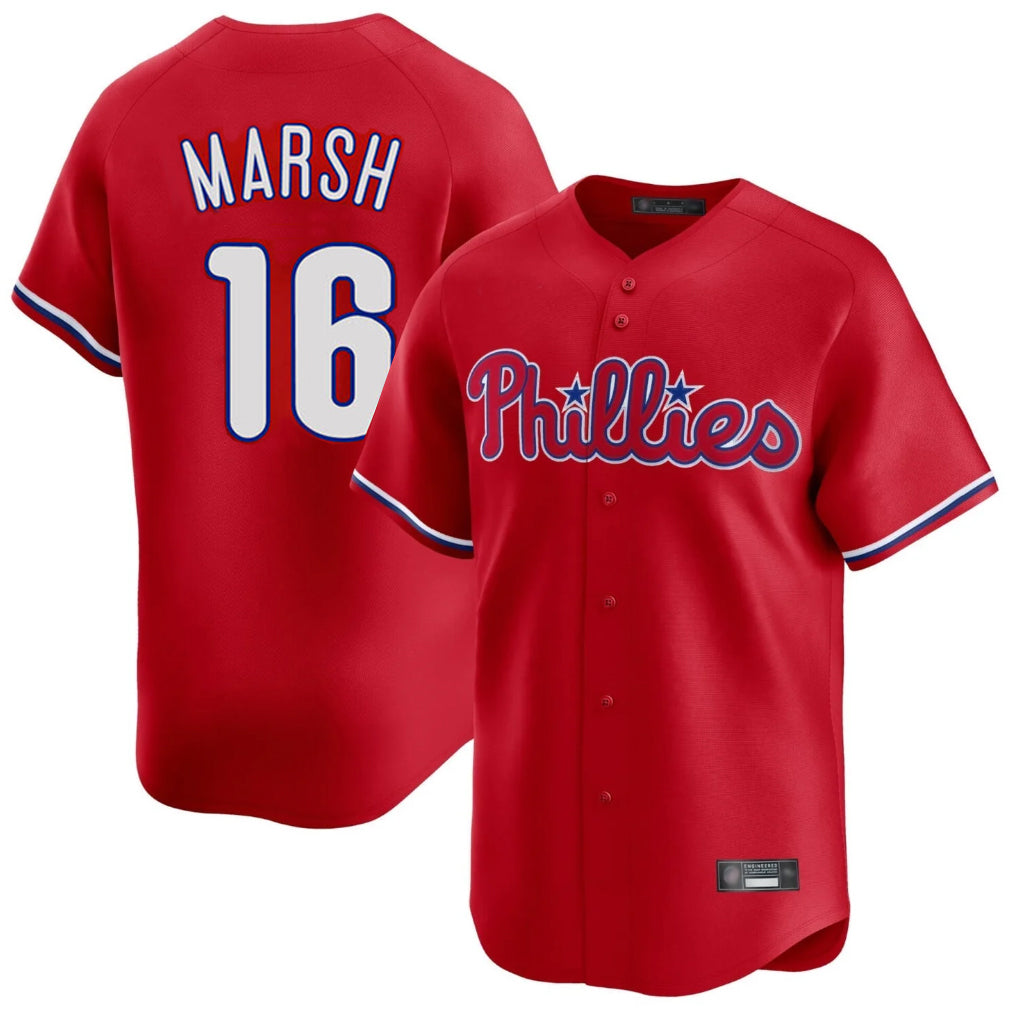 BIPIHUC P.Phillies #16 Brandon Marsh Player Red Home Limited Stitched Jerseys