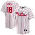 BIPIHUC P.Phillies #16 Brandon Marsh Player White Home Game Stitched Jerseys