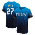 BIPIHUC P.Phillies #27 Aaron Nola Player Blue City Connect Home Limited Elite Stitched Jerseys