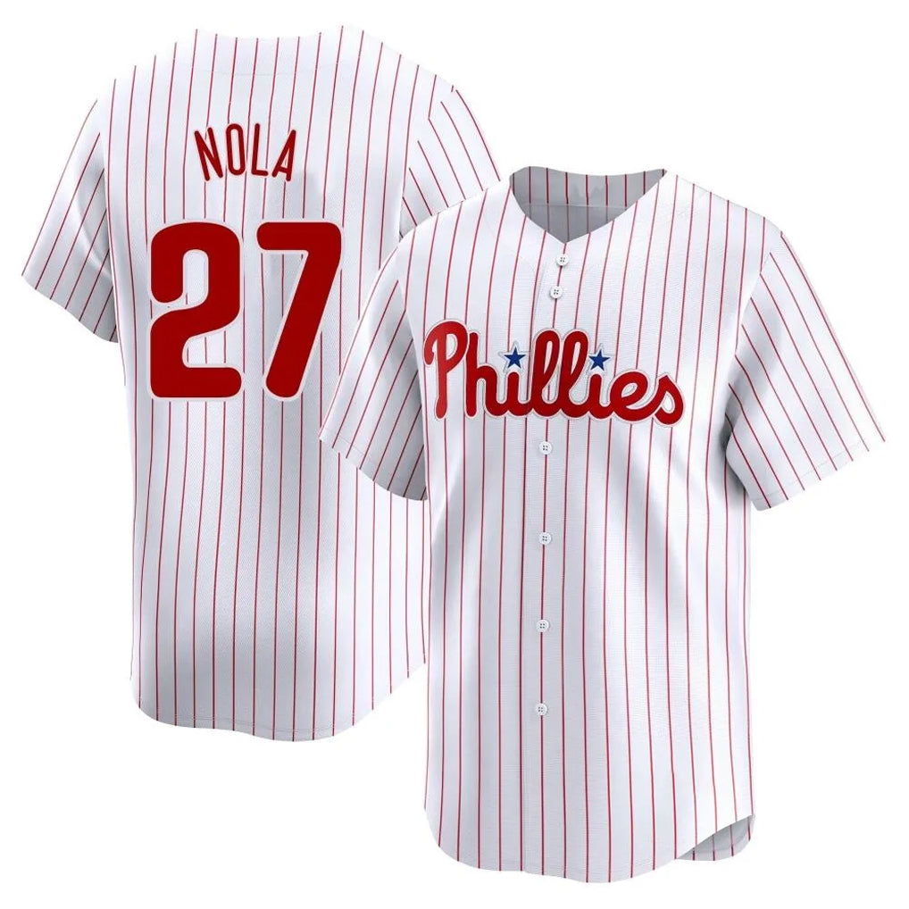 BIPIHUC P.Phillies #27 Aaron Nola Player White Home Limited Stitched Jerseys