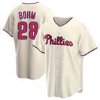 BIPIHUC P.Phillies #28 Alec Bohm Player Cream Home Game Stitched Jerseys