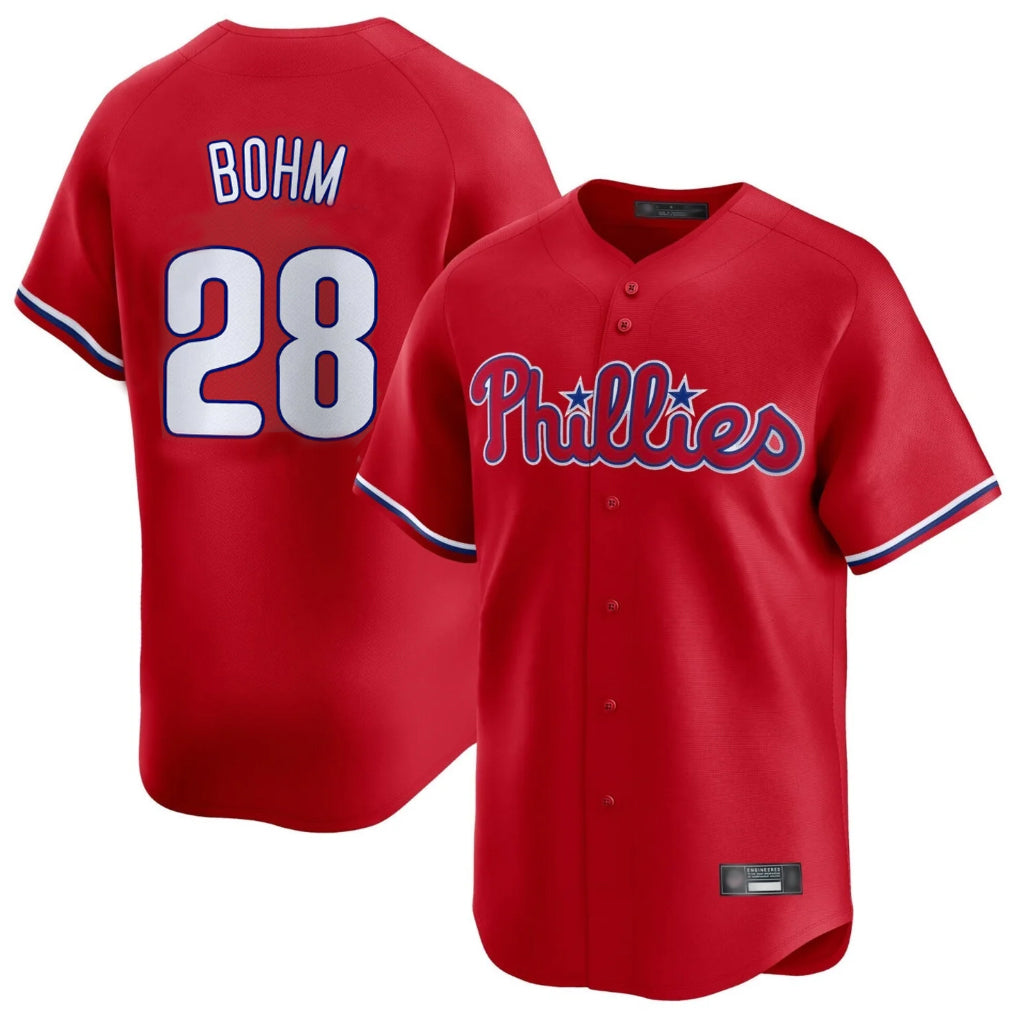 BIPIHUC P.Phillies #28 Alec Bohm Player Red Home Limited Stitched Jerseys