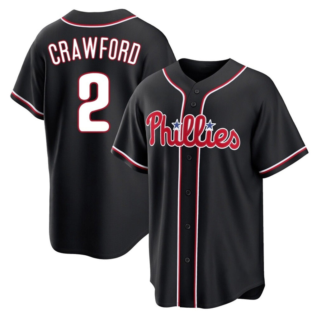 BIPIHUC P.Phillies #2 Justin Crawford Player Black Fashion Out Home Game Stitched Jerseys