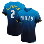 BIPIHUC P.Phillies #2 Justin Crawford Player Blue City Connect Home Limited Elite Stitched Jerseys