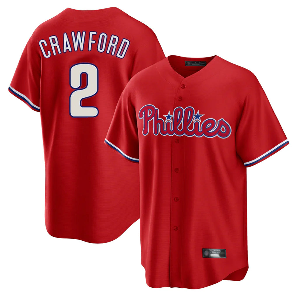 BIPIHUC P.Phillies #2 Justin Crawford Player Red Home Game Stitched Jerseys