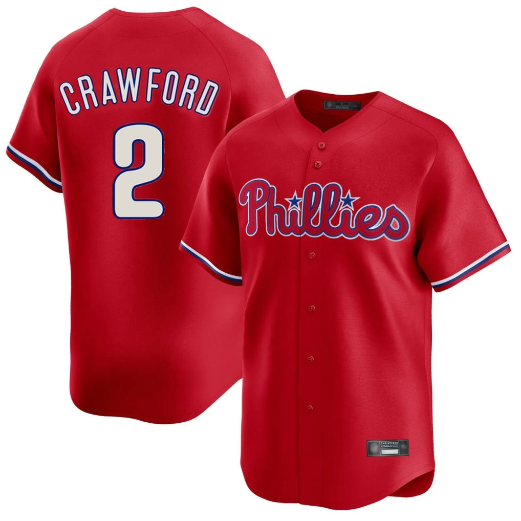 BIPIHUC P.Phillies #2 Justin Crawford Player Red Home Limited Stitched Jerseys