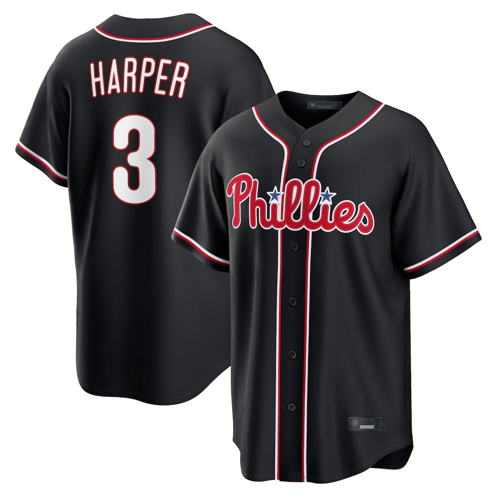 BIPIHUC P.Phillies #3 Bryce Harper Player Black Fashion Out Home Game Stitched Jerseys