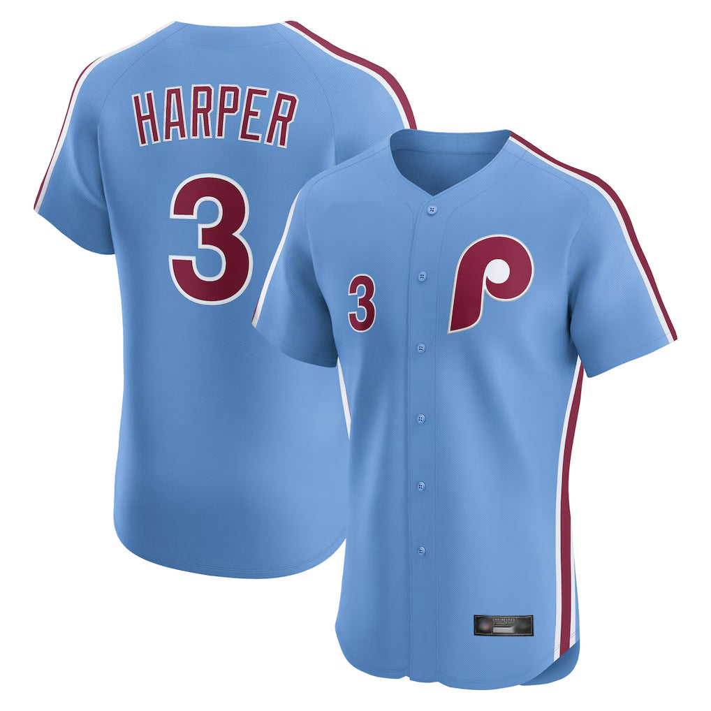 BIPIHUC P.Phillies #3 Bryce Harper Player Light Blue Home Limited Elite Stitched Jerseys
