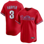 BIPIHUC P.Phillies #3 Bryce Harper Player Red Home Limited Stitched Jerseys