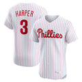 BIPIHUC P.Phillies #3 Bryce Harper Player White Home Limited Elite Stitched Jerseys