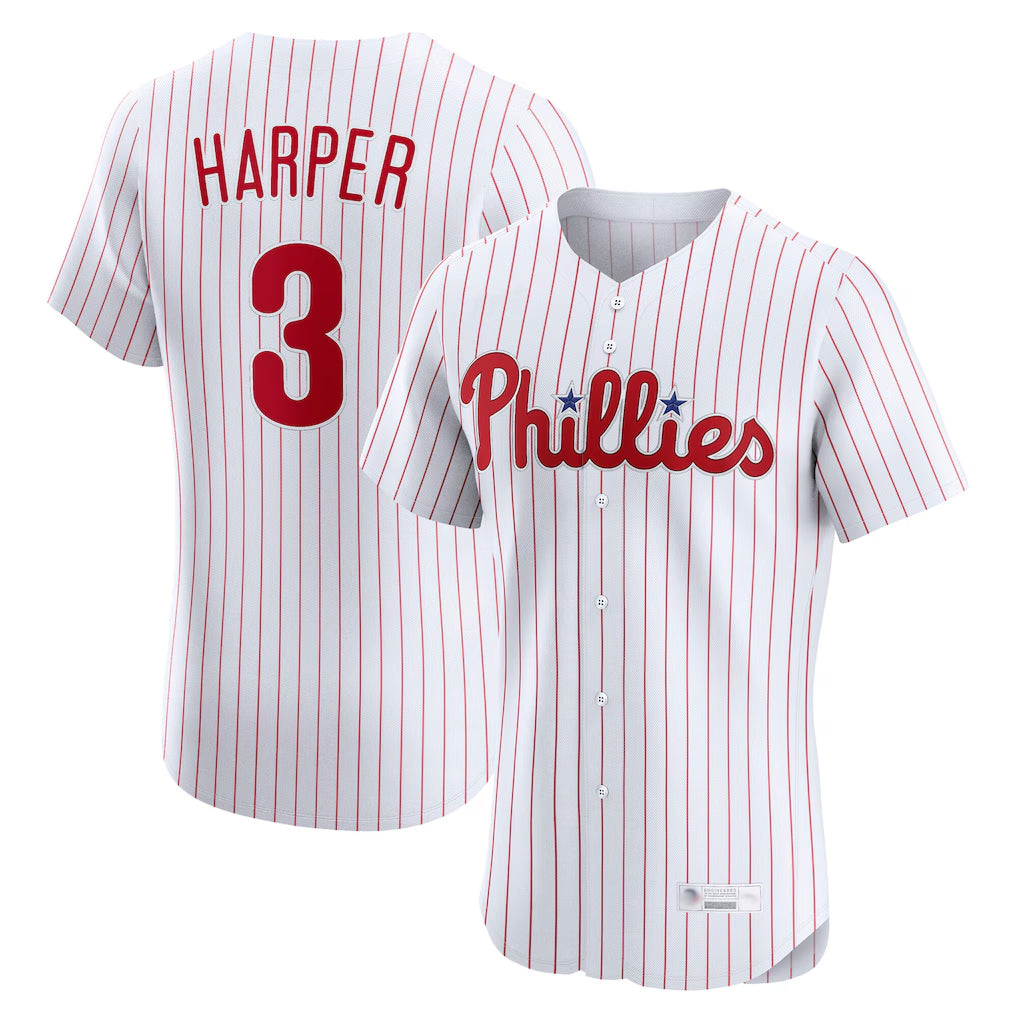 BIPIHUC P.Phillies #3 Bryce Harper Player White Home Limited Elite Stitched Jerseys