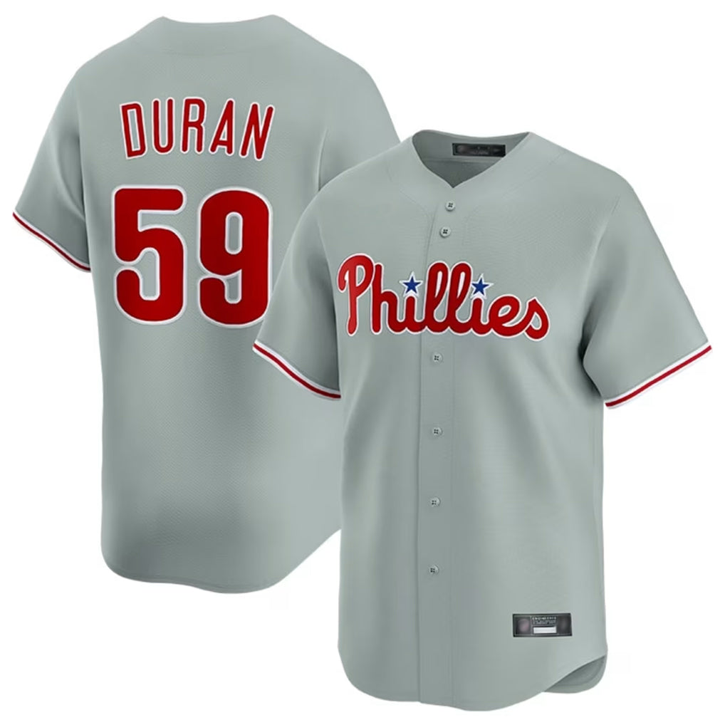 BIPIHUC P.Phillies #59 Jhoan Duran Player Gray Home Limited Stitched Jerseys