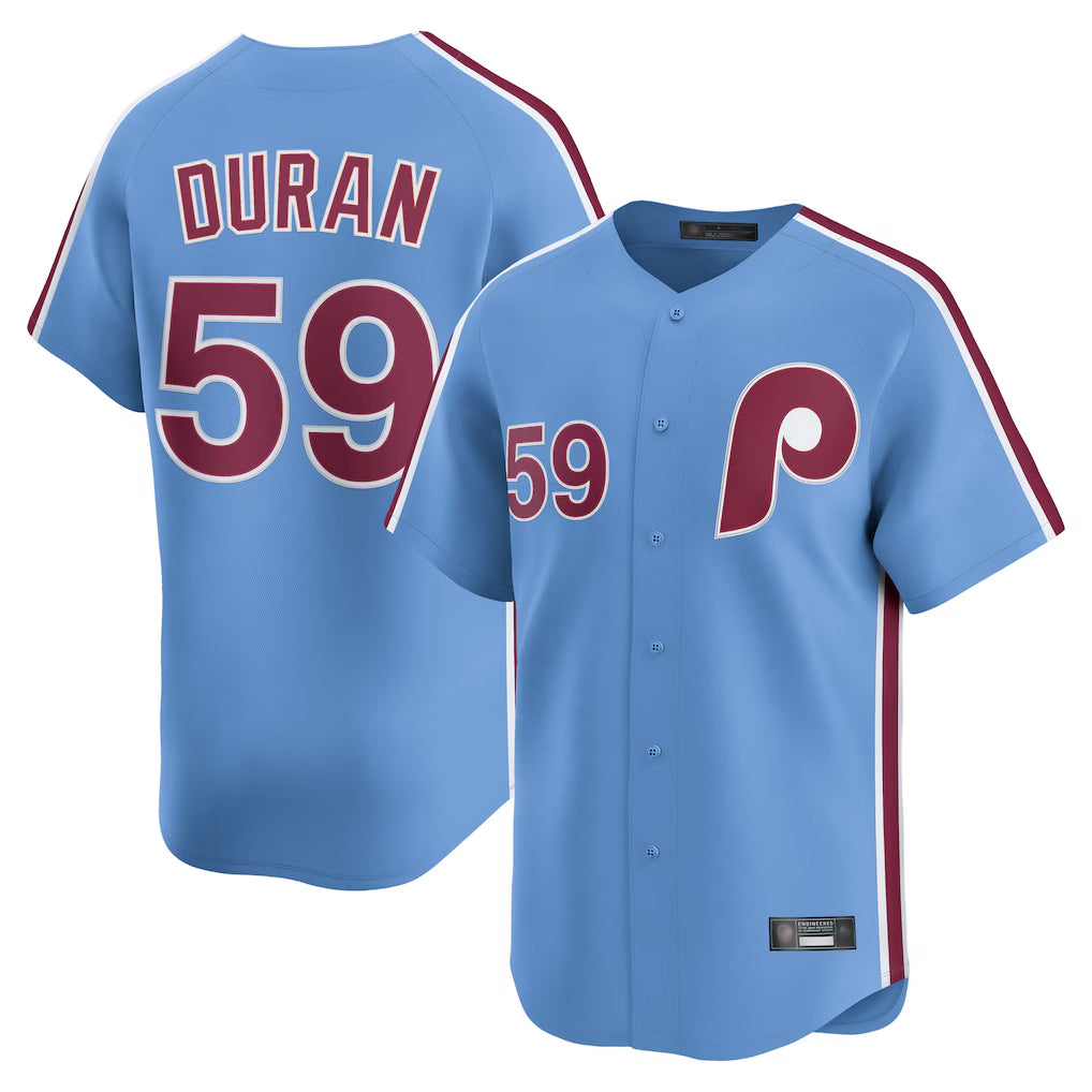 BIPIHUC P.Phillies #59 Jhoan Duran Player Light Blue Home Limited Stitched Jerseys