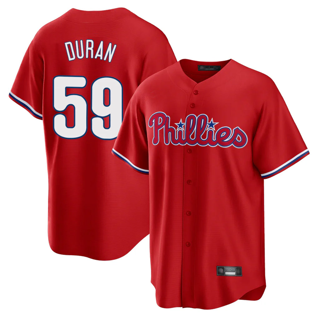 BIPIHUC P.Phillies #59 Jhoan Duran Player Red Home Game Stitched Jerseys