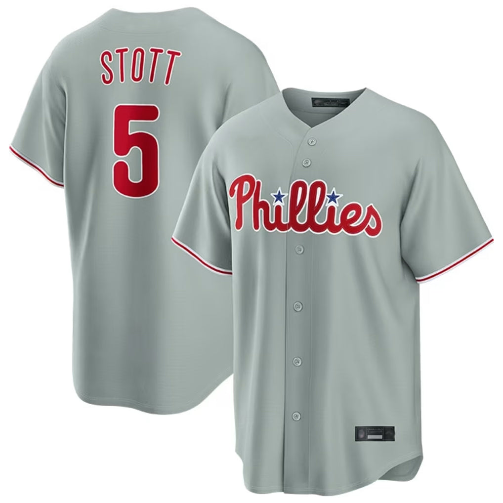 BIPIHUC P.Phillies #5 Bryson Stott Player Gray Home Game Stitched Jerseys