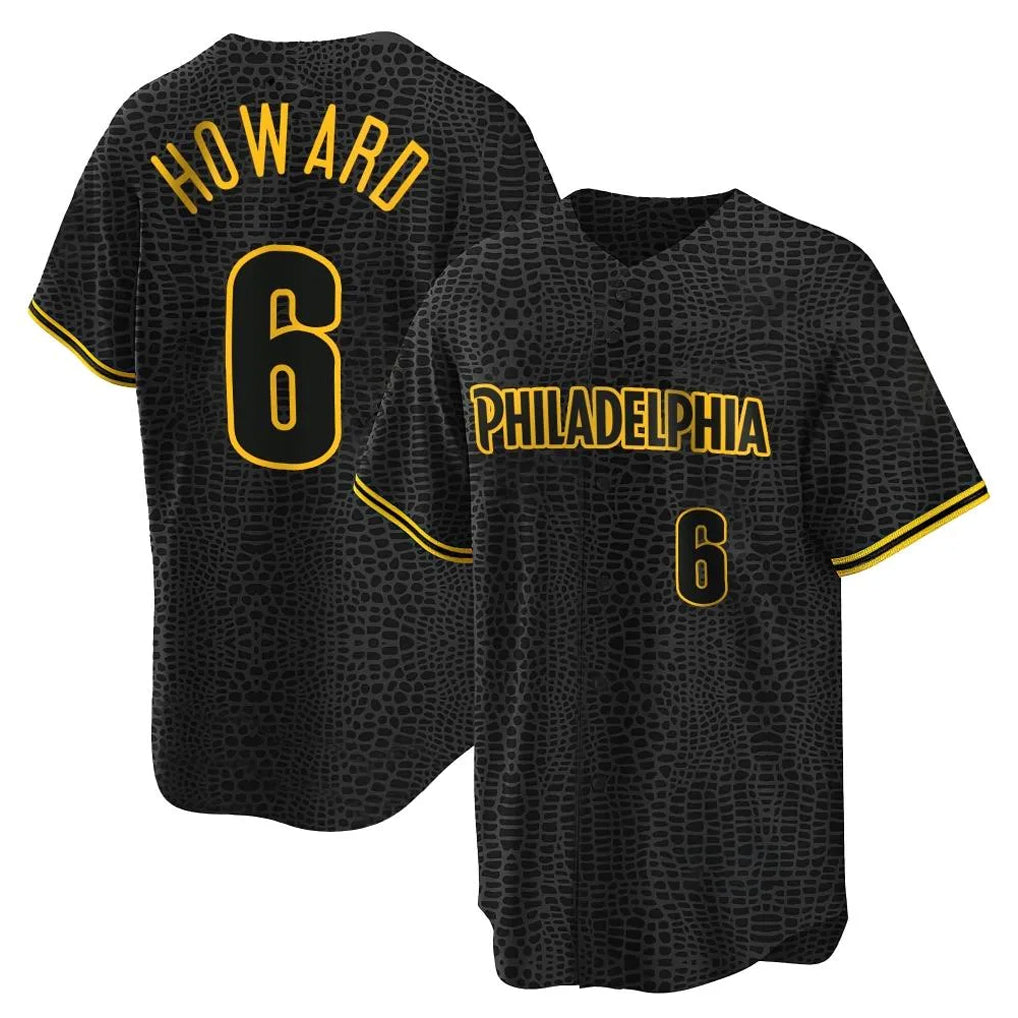 BIPIHUC P.Phillies #6 Ryan Howard Player Black Snake Skin City Home Game Stitched Jerseys