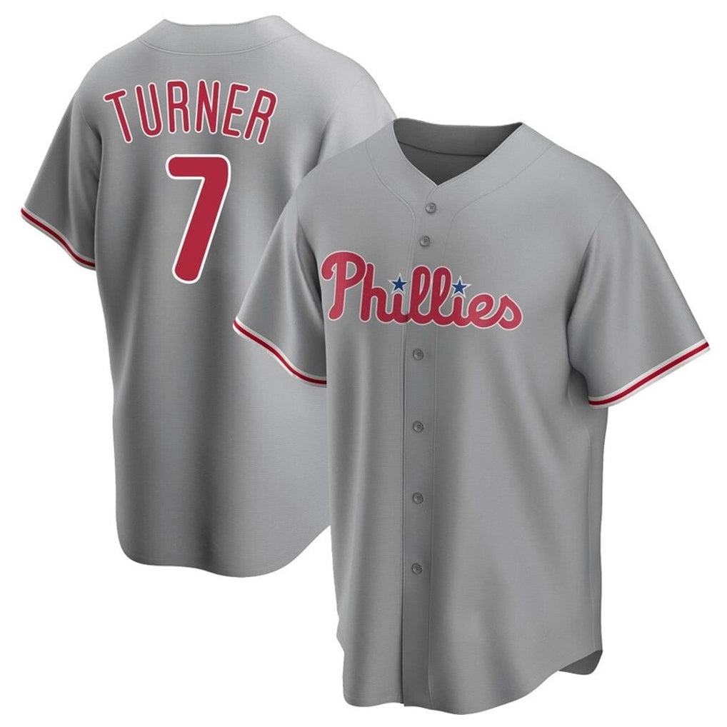 BIPIHUC P.Phillies #7 Trea Turner Player Gray Home Game Stitched Jerseys