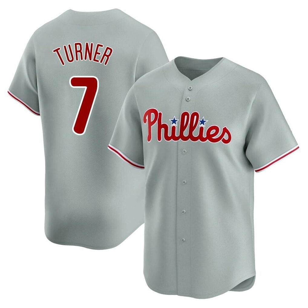 BIPIHUC P.Phillies #7 Trea Turner Player Gray Home Limited Stitched Jerseys