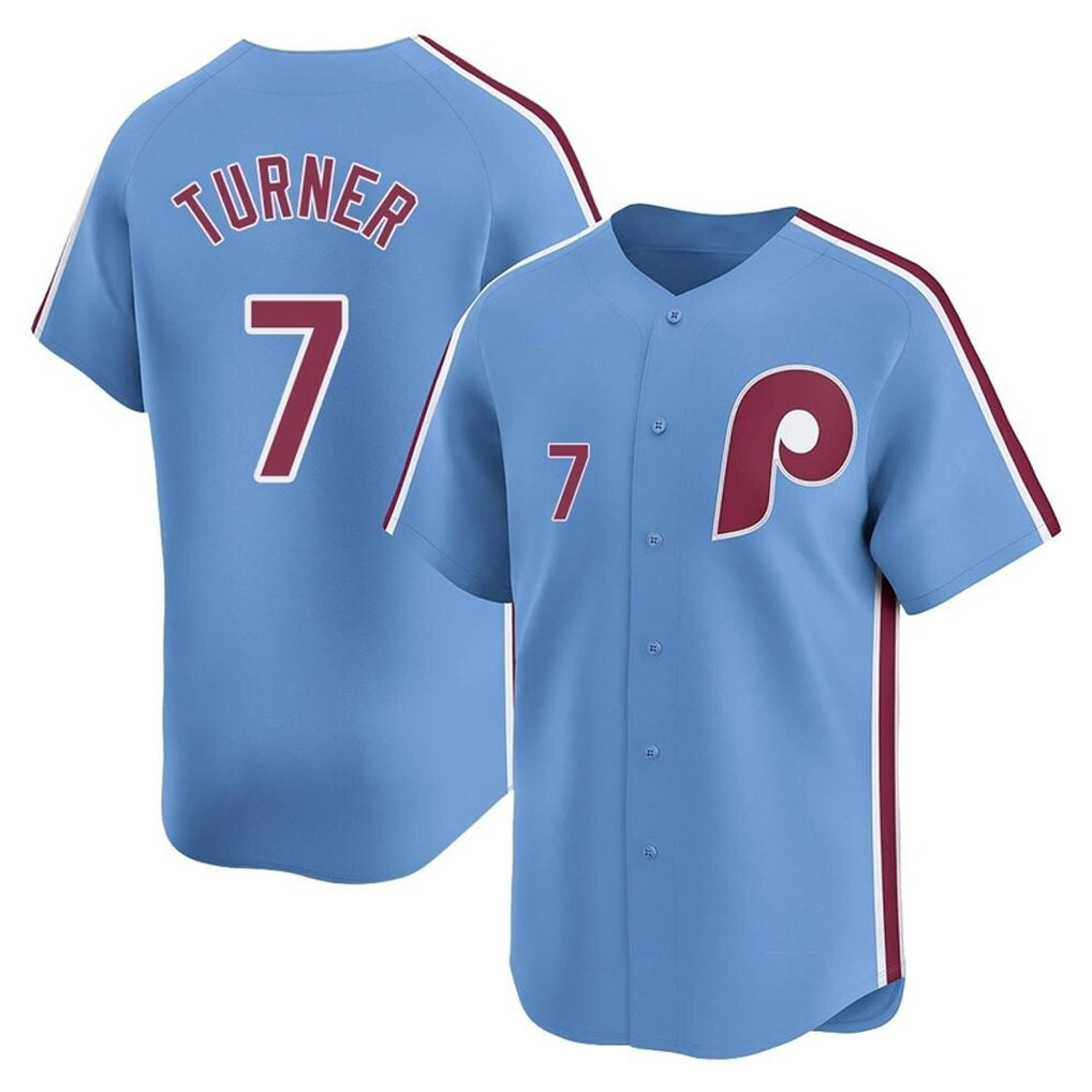 BIPIHUC P.Phillies #7 Trea Turner Player Light Blue Home Limited Stitched Jerseys