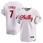 BIPIHUC P.Phillies #7 Trea Turner Player White Pinstripe Phillies & Eagles Vapor Premier Limited Stitched Jerseys