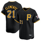 BIPIHUC P.Pirates #21 Roberto Clemente Player Black Alternate Limited Game Stitched Jerseys
