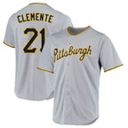 BIPIHUC P.Pirates #21 Roberto Clemente Player Gray Road Home Game Stitched Jerseys