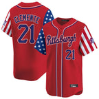 BIPIHUC P.Pirates #21 Roberto Clemente Player Red 2025 Independence Day Vapor Premier Limited Stitched Jerseys