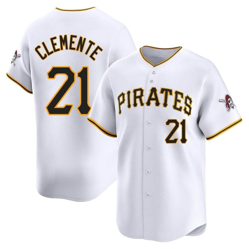 BIPIHUC P.Pirates #21 Roberto Clemente Player White Home Limited Stitched Jerseys