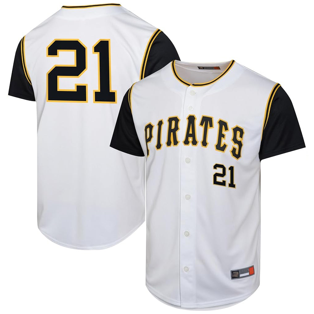 BIPIHUC P.Pirates #21 Roberto Clemente Player White Throwback Cooperstown Collection Limited Stitched Jerseys