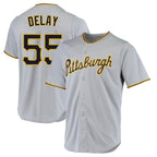 BIPIHUC P.Pirates #55 Jason Delay Player Gray Road Home Game Stitched Jerseys