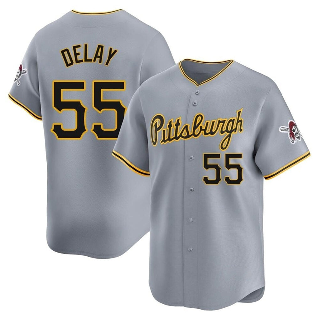 BIPIHUC P.Pirates #55 Jason Delay Player Gray Road Home Limited Stitched Jerseys
