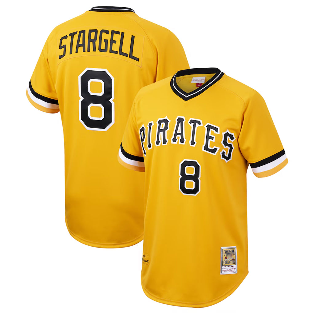 BIPIHUC P.Pirates #8 Willie Stargell Player Gold Mitchell & Ness Cooperstown Collection 1979 Limited Stitched Jerseys