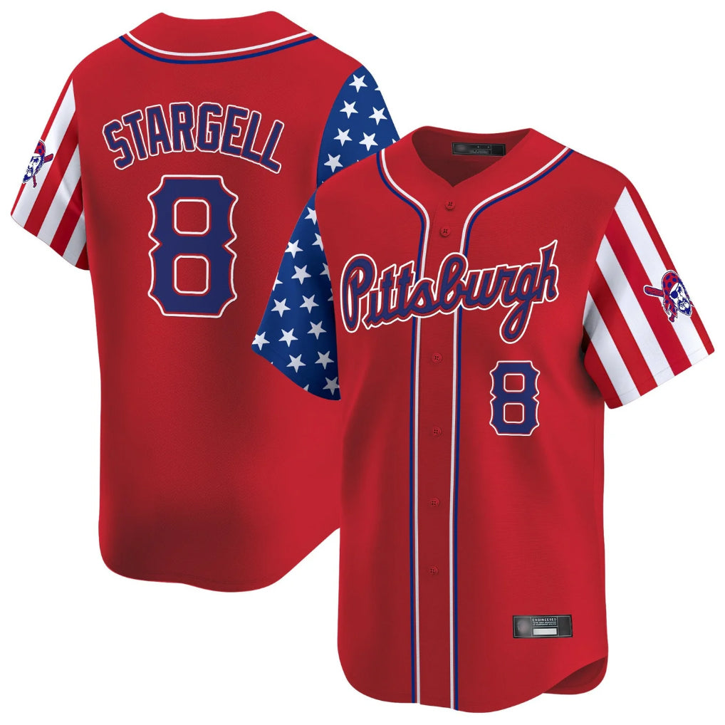 BIPIHUC P.Pirates #8 Willie Stargell Player Red 2025 Independence Day Vapor Premier Limited Stitched Jerseys