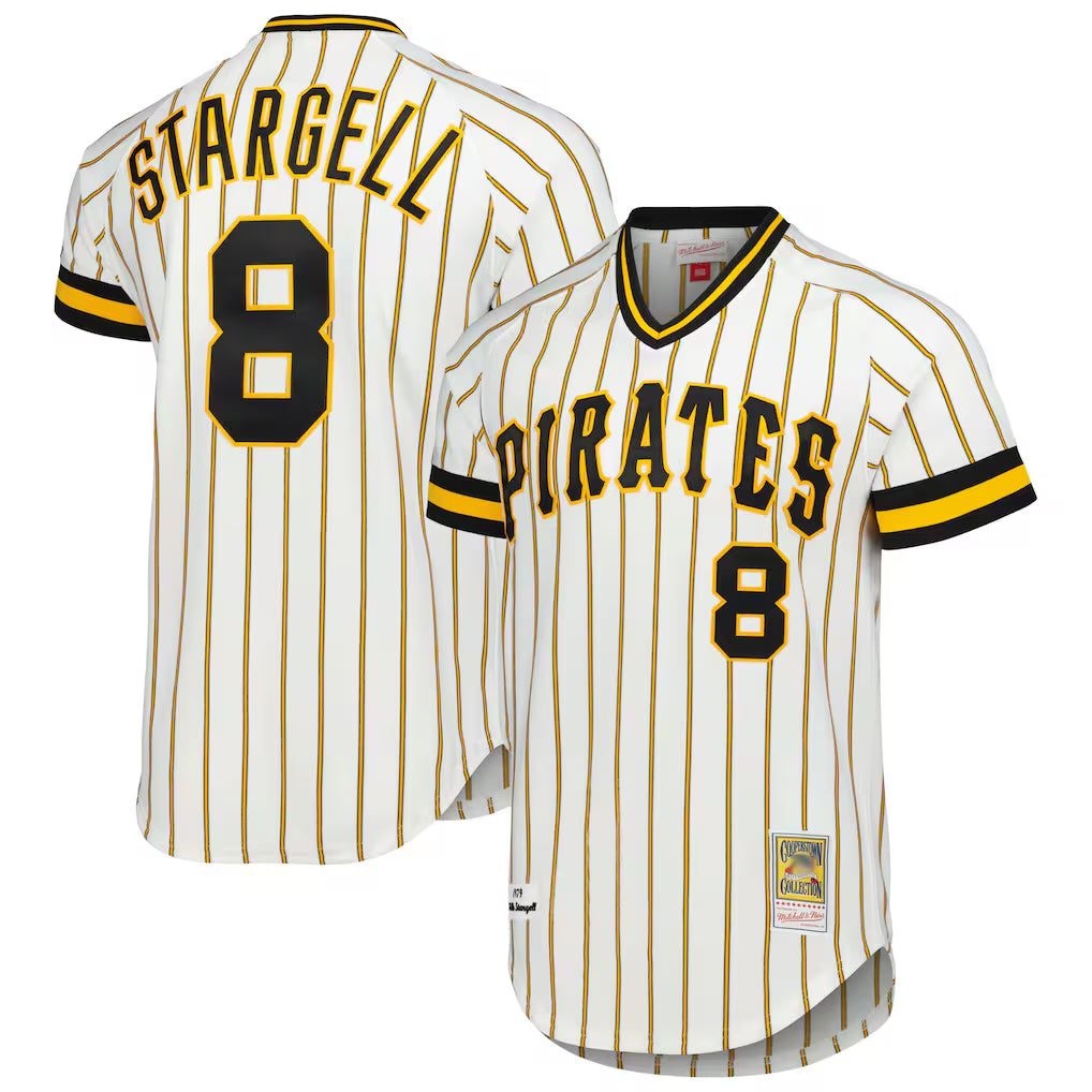 BIPIHUC P.Pirates #8 Willie Stargell Player White Mitchell & Ness Cooperstown Collection 1979 Limited Stitched Jerseys